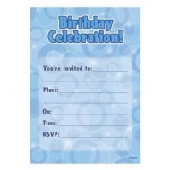 Blue Glitz Birthday Party Invitations